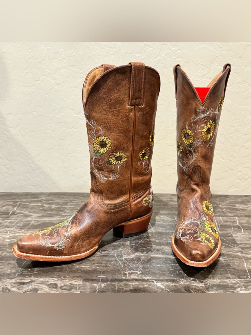 Shyanne Jolyn Sunflower Embroidered Leather Cowboy Boots - Picture 14 of 14